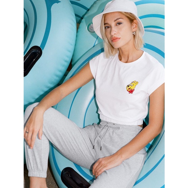 C&C BARU ORIGINAL POMELO X HARIBO T-SHIRT CROP PUTIH WANITA