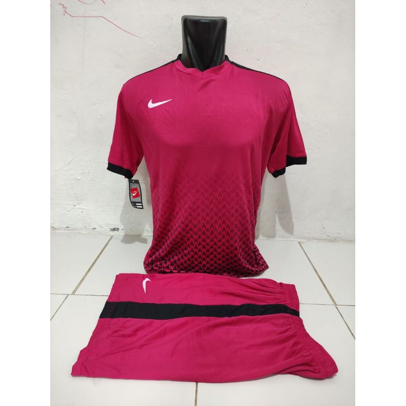 NIKE ACM PINK HITAM KOSTUM FUTSAL JERSEY KAOS BAJU BOLA SETELAN