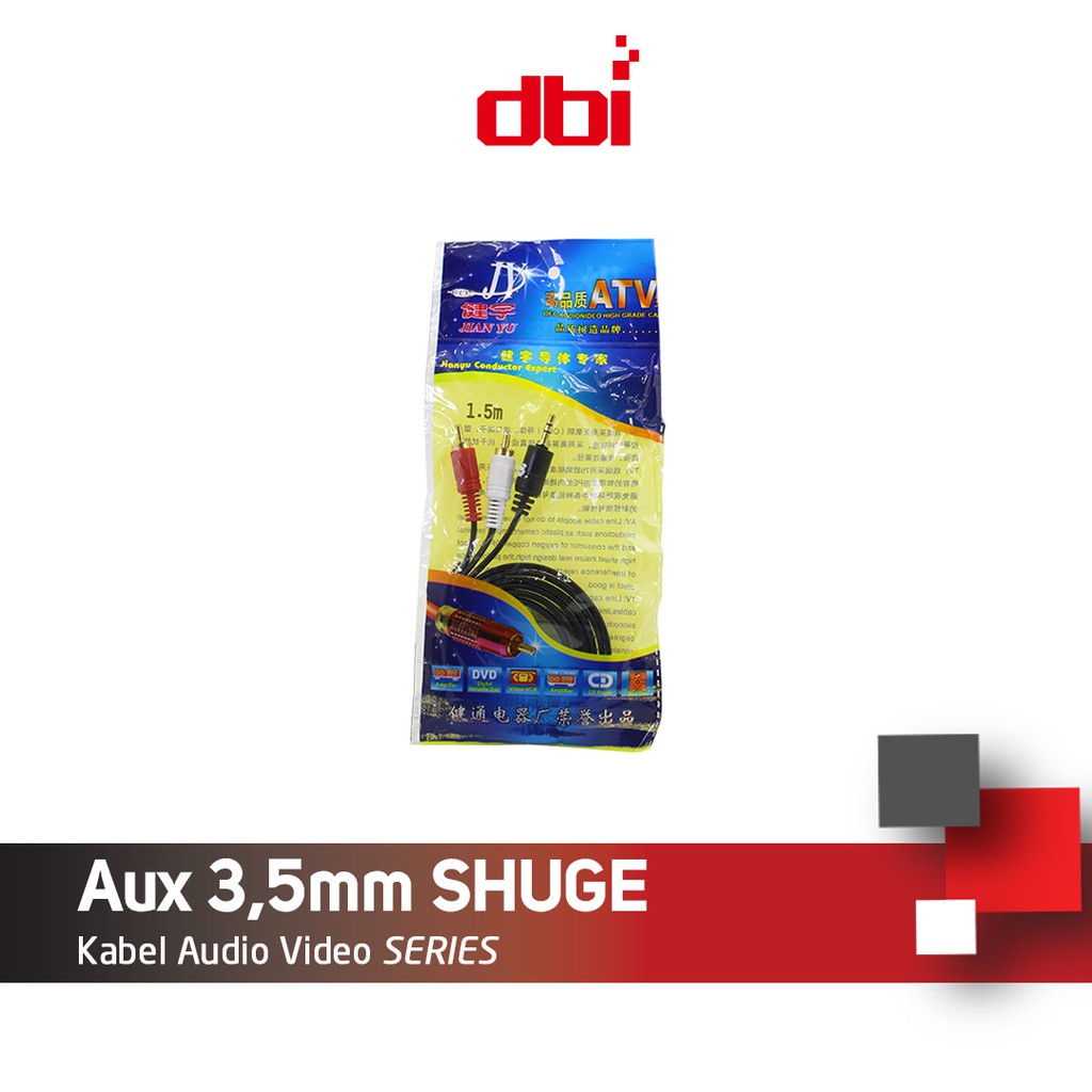 Kabel Audio Aux Jack Audio 3,5MM Male to RCA Shuge Panjang1,2M 5M