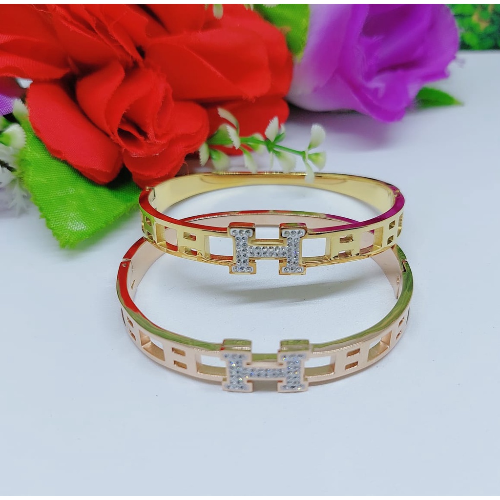 Gelang titanium permata perhiasan fashion 0321