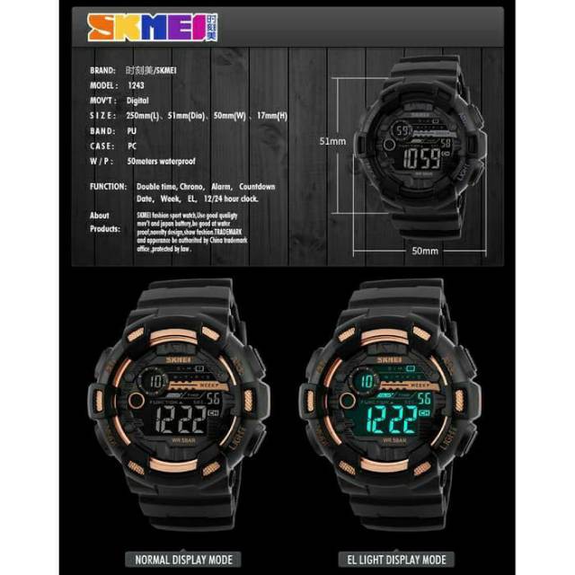 [ COD ] Skmei 1243 original [ bayar di tempat ]