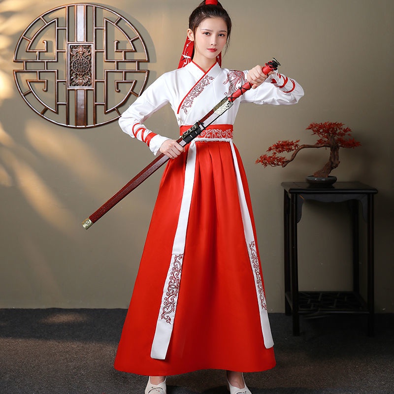 Martial arts style women's Han Chinese clothing Chinese style cross collar waist jacket and dress ma