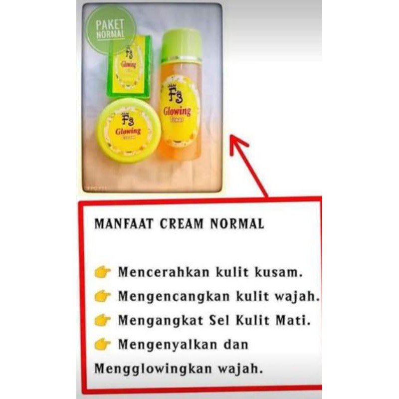 Paket F3glowing  cream Normal,Aman busui bumil Original Bpom