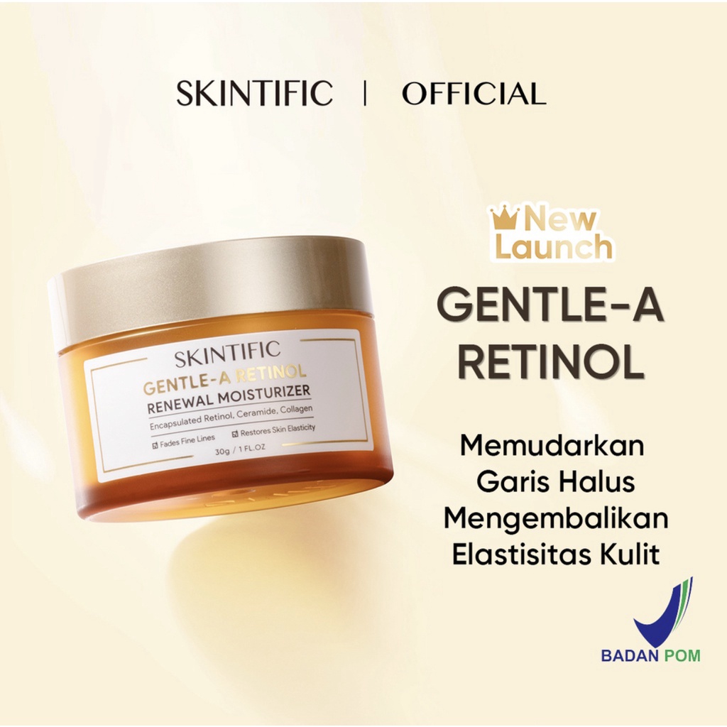 SKINTIFIC Gentle A Retinol Cream Renewal Moisturizer Retinol Pelembab Wajah 30g [BPOM]