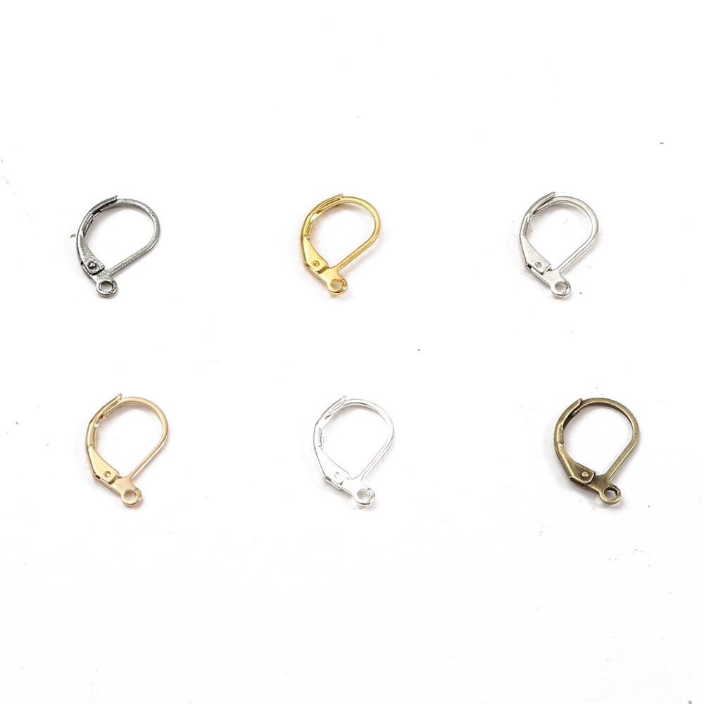 10pcs Kait Anting Bahan Kuningan Lapis Silver / Emas / Perunggu