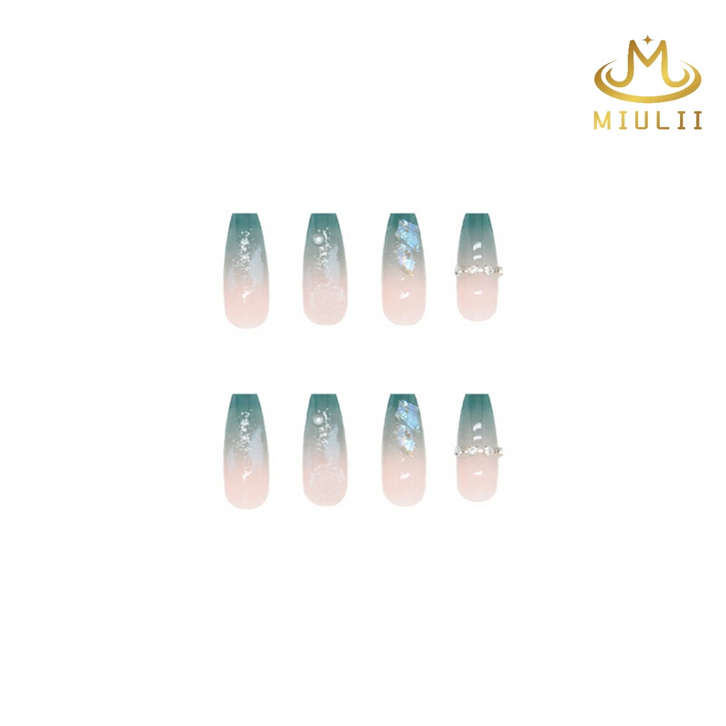 MIULII / KUKU PALSU  A0465  / 24PCS / 3D / NAIL ART / PREMIUM / CUTE / BIRU / FREE LEM JELLY / KUTEK
