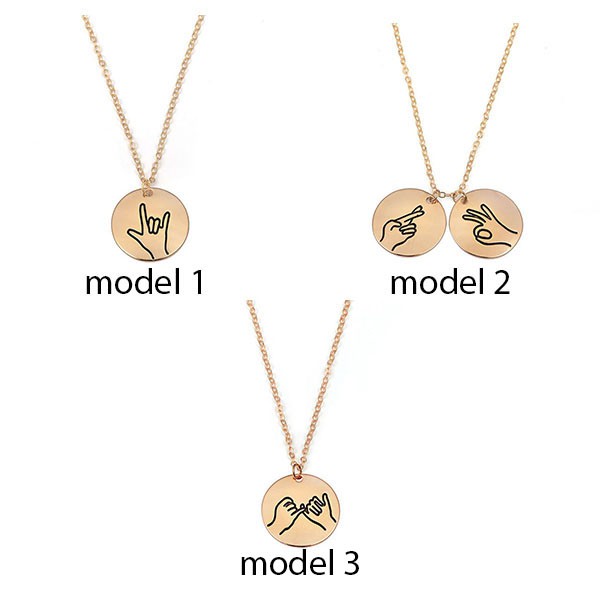 kalung fashion sign language round necklace jka203 (3E4)