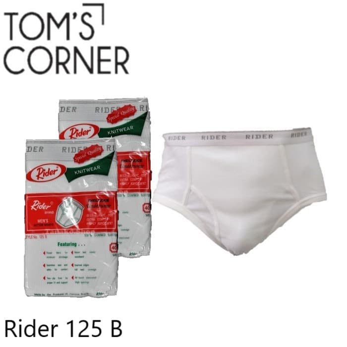 TERMURAAHHH celana dalam pria rider 125 | uk 32-34-36 | cd rider | pakaian dalam - Putih- 32 Bagus