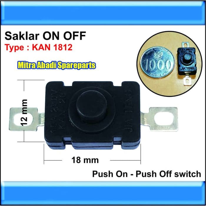 Saklar Push ON/OFF KAN 1812 untuk Senter Kepala/Flashlight CREE Bermutu