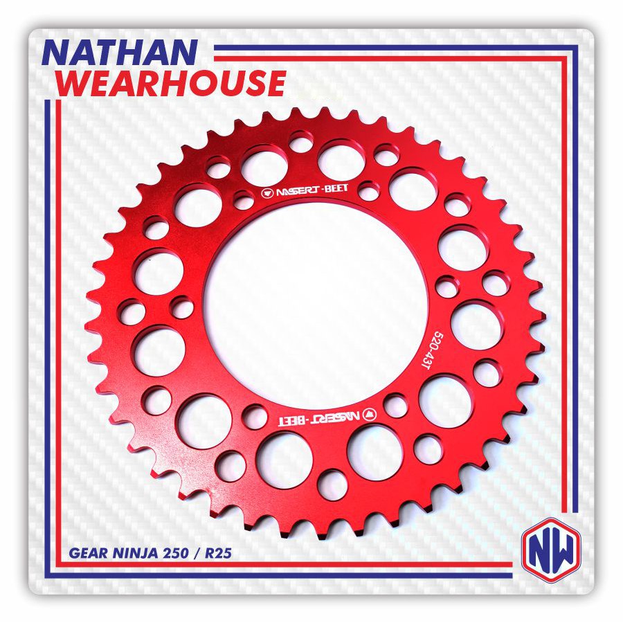 GEAR BELAKANG CNC NINJA 250 R25 UKURAN 520 43T - 46T NASSERT BEET