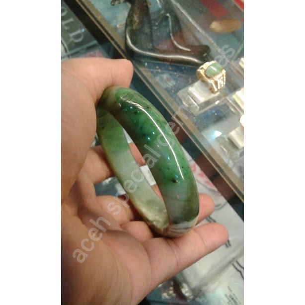gelang giok nephrite hijau BEST SELLER asli aceh