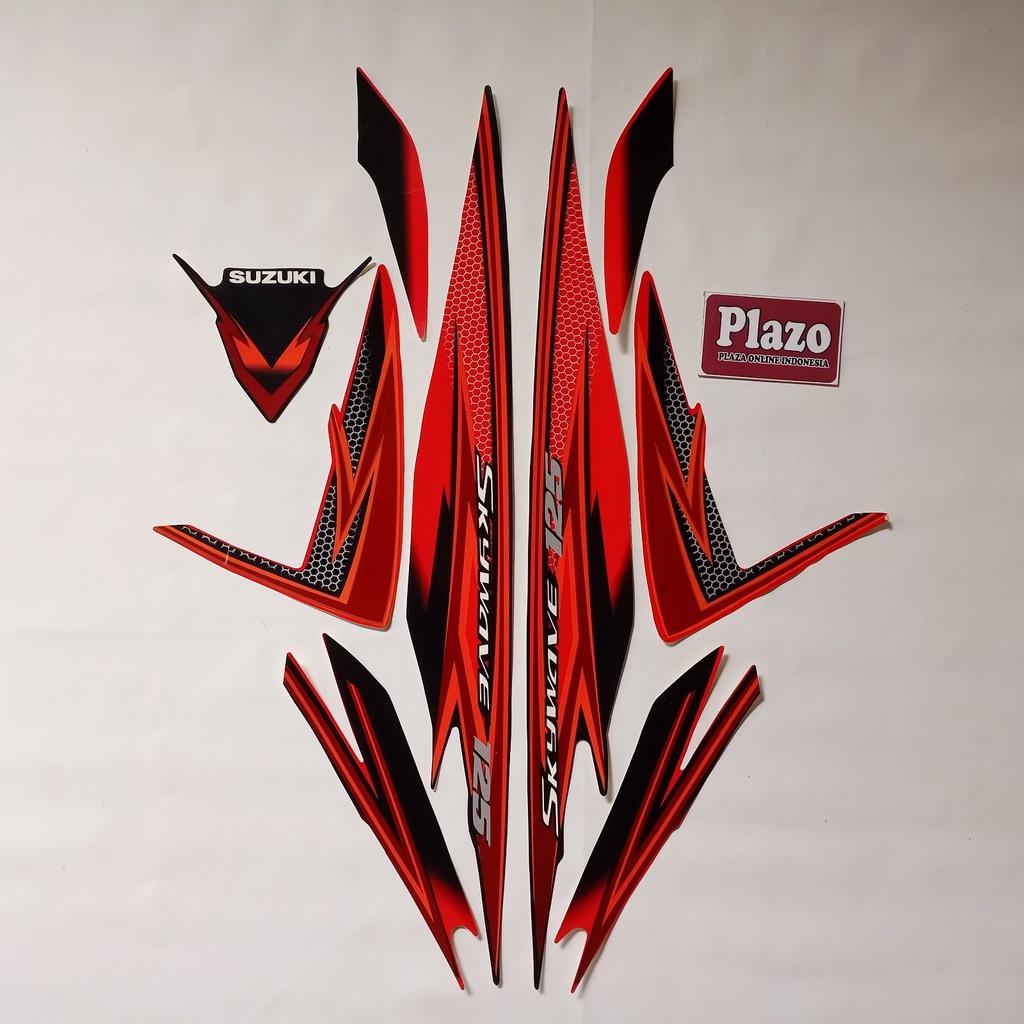 sticker stiker striping motor suzuki skywave 125 2008 hitam-merah