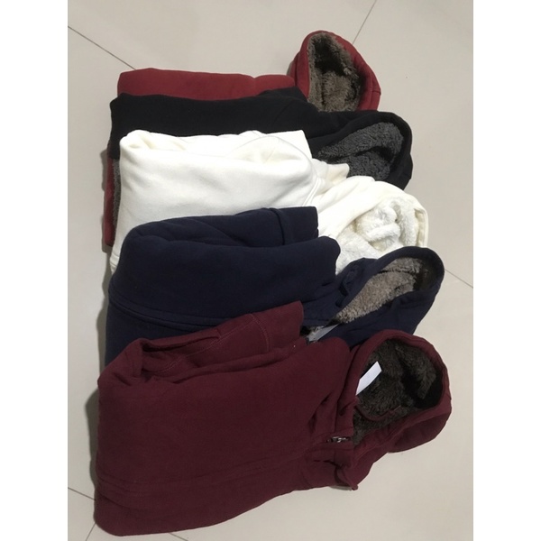 jaket hoodie zipper sherpa sherva | uniqlo