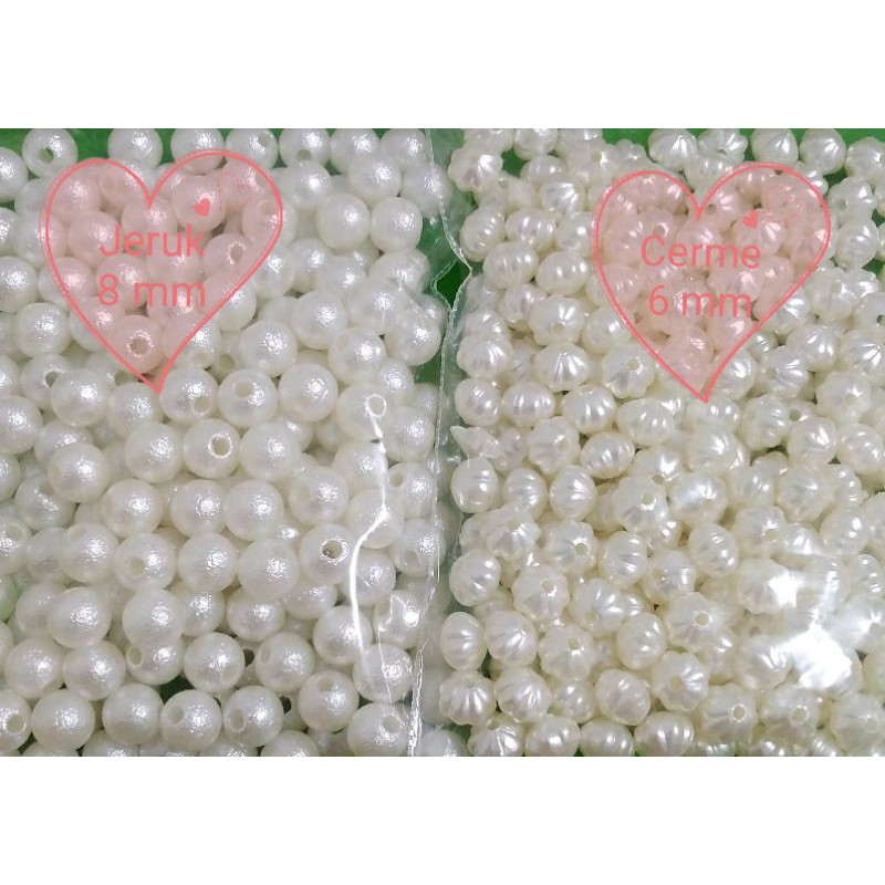 Manik mote Mutiara pearl variasi bulat bunga dan kelopak bahan kalung gelang 50 gr