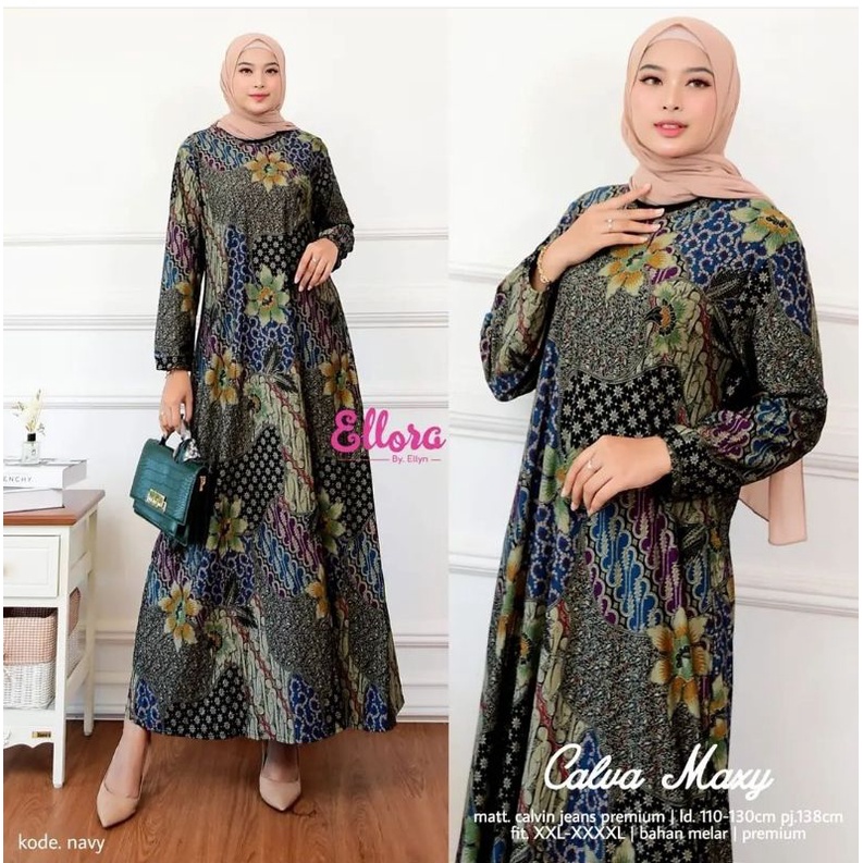 Calva Maxy / Jarik Dress - Gamis Calvin Jeans Terbaru LD110+ / 023-6148