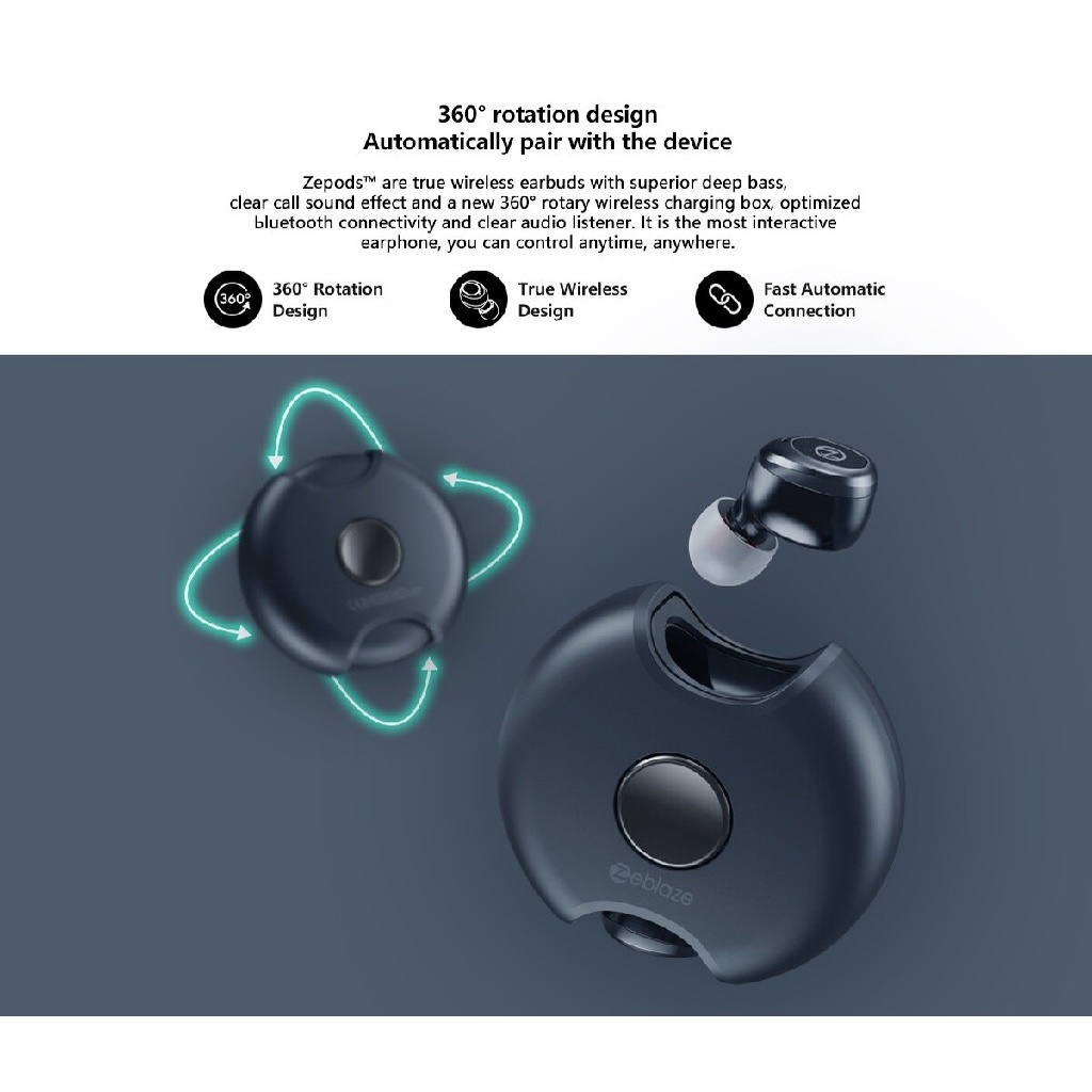 ZEBLAZE Zepods - True Wireless Stereo Earphones Earbuds - Bluetooth 5.0 - Tahan Air PX5 Waterproof