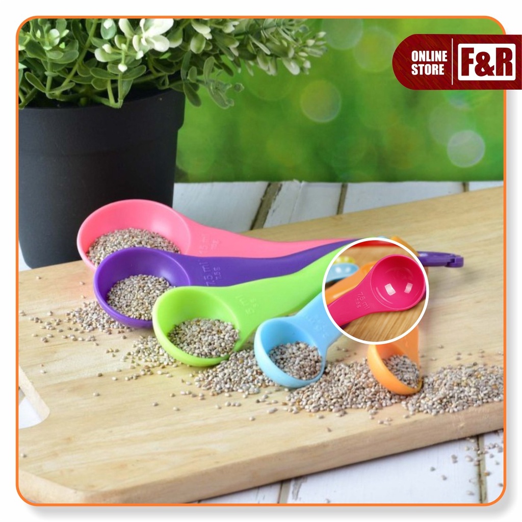 Sendok Takar Set 5 in 1 Takaran Plastik Warna Serbaguna Bumbu Dapur Measuring Gram Spoon Baking