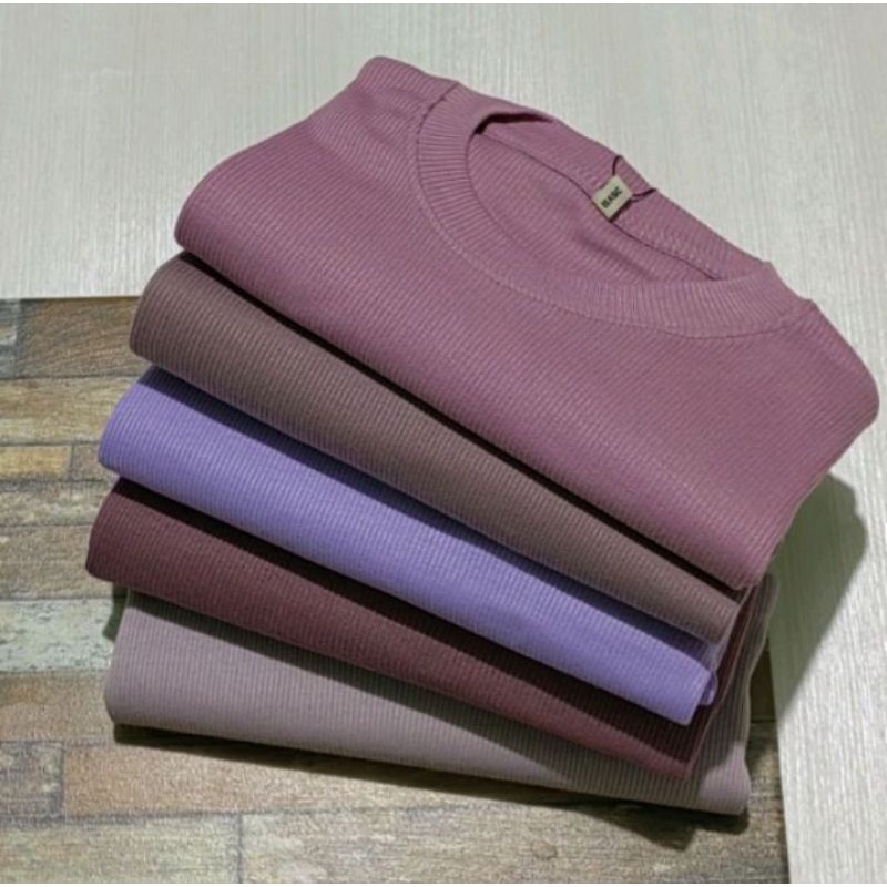 PREMIUM LONG SLEEVE KAOS RIB- Kaos Wafer Lengan Panjang / Kaos Rajut PRIA&WANITA