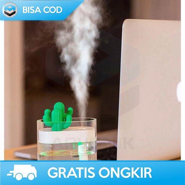 PELEMBAB UDARA HUMIDIFIER ULTRASONIC SOTHING DESAIN KAKTUS 160ML WHITE