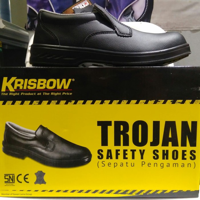 Zsxs015 Sepatu Safety Krisbow Trojan 4Inch - Hitam, 38 Xz3X0S20