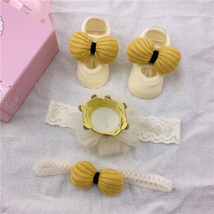 Kado Bayi Baru Lahir Hampers Newborn Bandana Kaos Kaki Bayi Lucu / Giftset Bandana Kaos Kaki Newborn-5