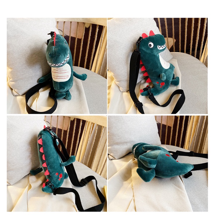 Tas Dino Tas Boneka Motif Dinosaurus Tas Selempang Bahu Kartun Dinosaurus/Tas Dinosaurus Boneka Selempang Dino Import / Tas Dino Bahan Plush Bentuk Kartun Dinosaurus Gaya Korea [KIRIM DARI JAKARTA]