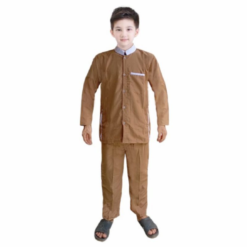 ZNY Baju Koko Anak laki laki  Setelan Koko anak lengan panjang Baju muslim anak laki laki