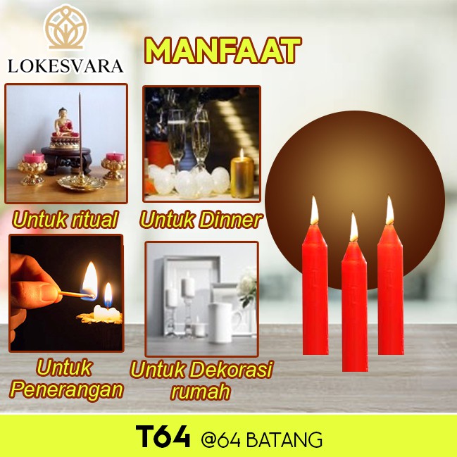 Lilin Sembahyang Parafin Thailand Sukhavati T64 Merah