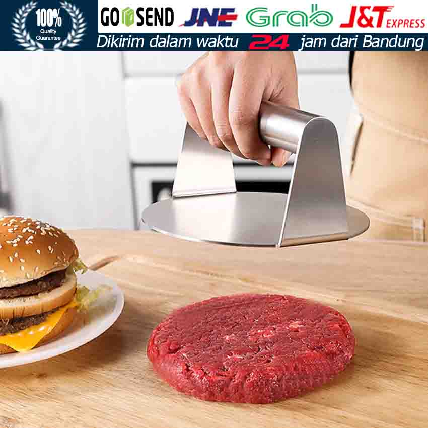 Burger Bacon Press Bentuk Bulat / Penekan Daging Burger / Penekan Lapis Legit Stainless Tebal 2mm