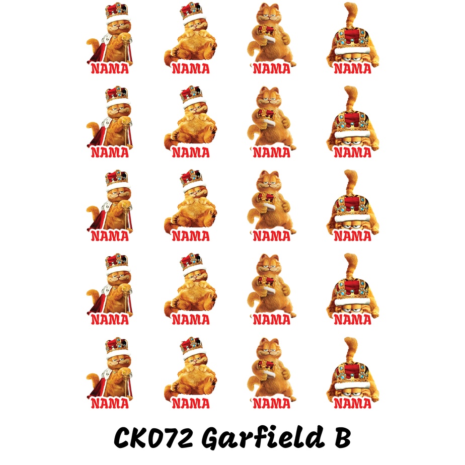 

Sticker Nama Cutting Label Waterproof Tahan Air Garfield B (CK072)