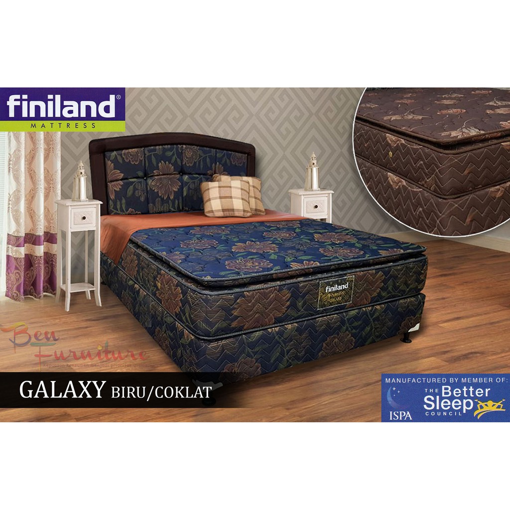 Kasur Finiland Spring Bed GALAXY BLUE/BROWN Pillow Top FULLSET 160X200
