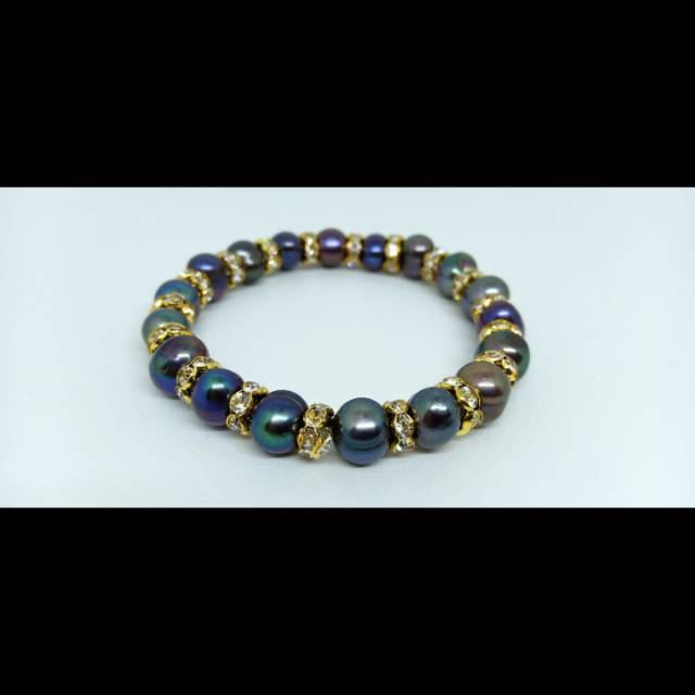 Gelang Karet Mutiara Air Tawar Hitam