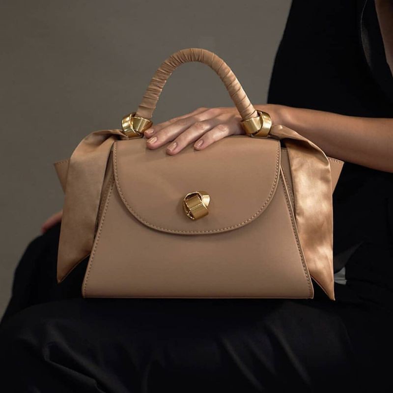 Cnk Satin Pleated Scarf Trapeze Bag