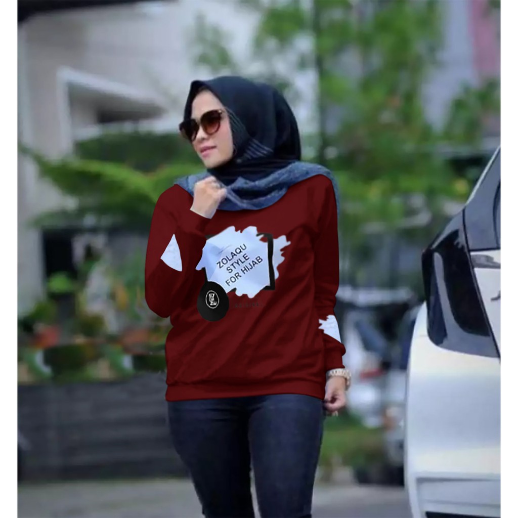 TOTOTAshop.Baju wanita ZLQ SF TET,Bahan babyterry,Lengan panjang,Motif sablon halus,ukuran M-L-XL.