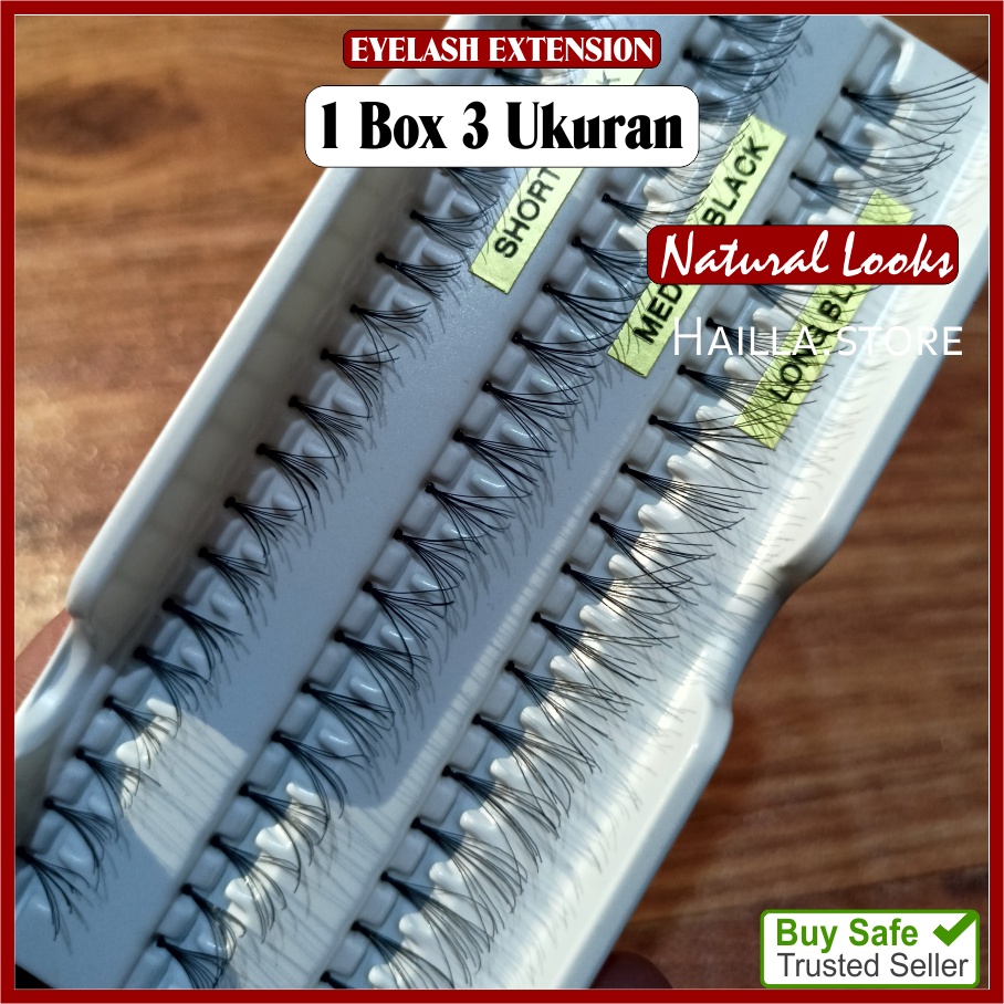 Eyelash Extension Bulu Mata Tanam Bulumata Natural Halus Lembut 1 Box 3 Ukuran Kualitas Exspor