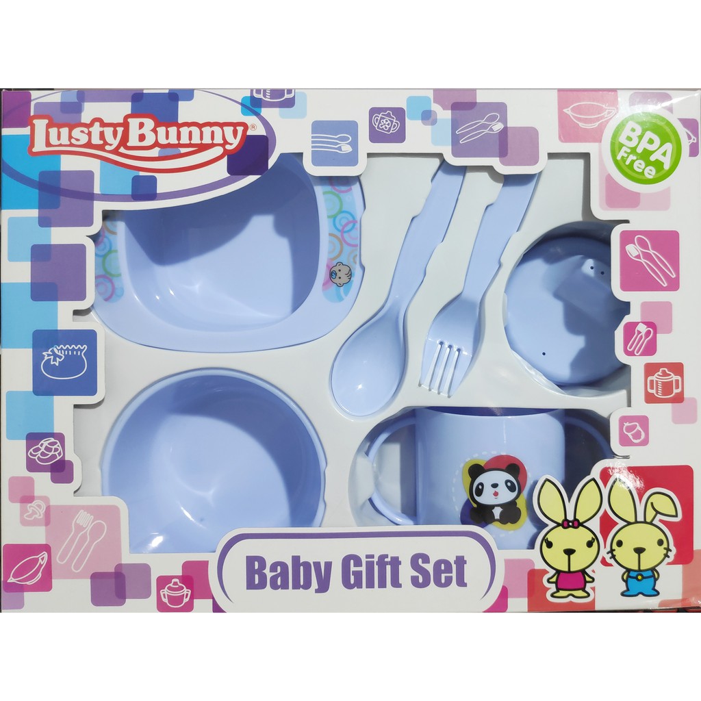 FEEDING SET 6IN1 TEMPAT MAKAN BAYI LUSTY BUNNY BABY GIFT SET MURAH LUCU KADO KELAHIRAN BAYI - 1419-2