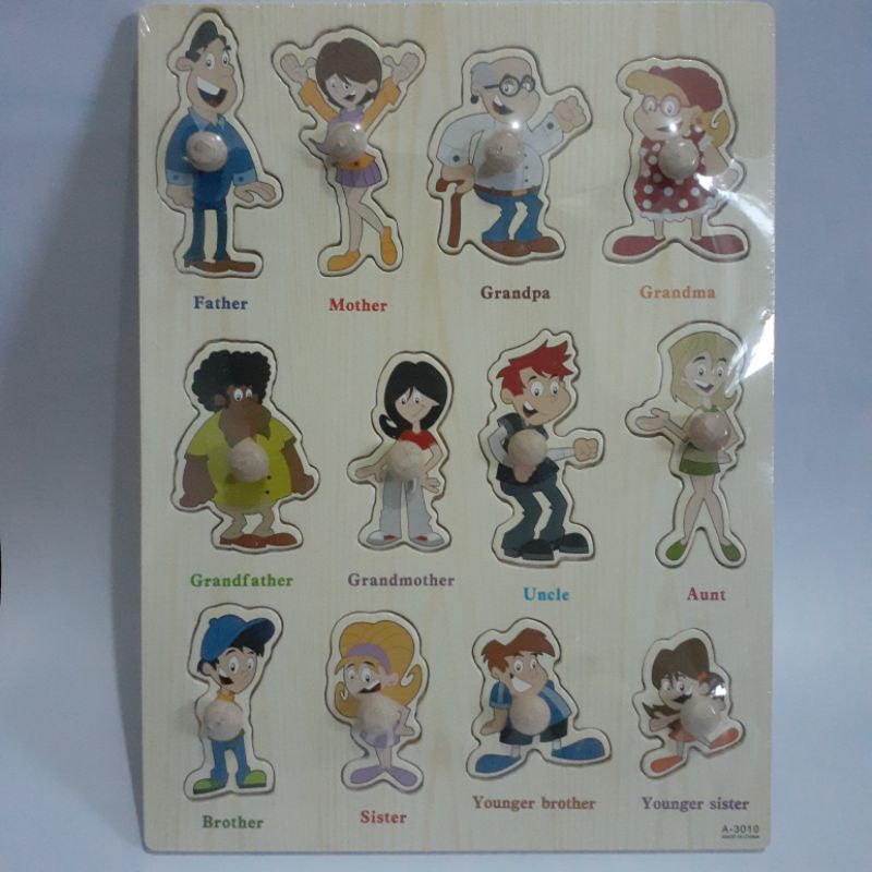JIGSAW PUZZEL PUZZLE KAYU KNOB MAINAN EDUKASI EDUKATIF ANAK BAYI BALITA 1 TAHUN MURAH COD READY A1-Family