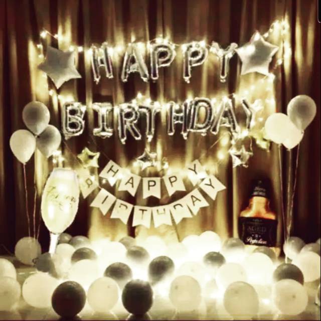 Happy Birthday Lampu Led Dekorasi Silver White Dekorasi Ulang Tahun Shopee Indonesia