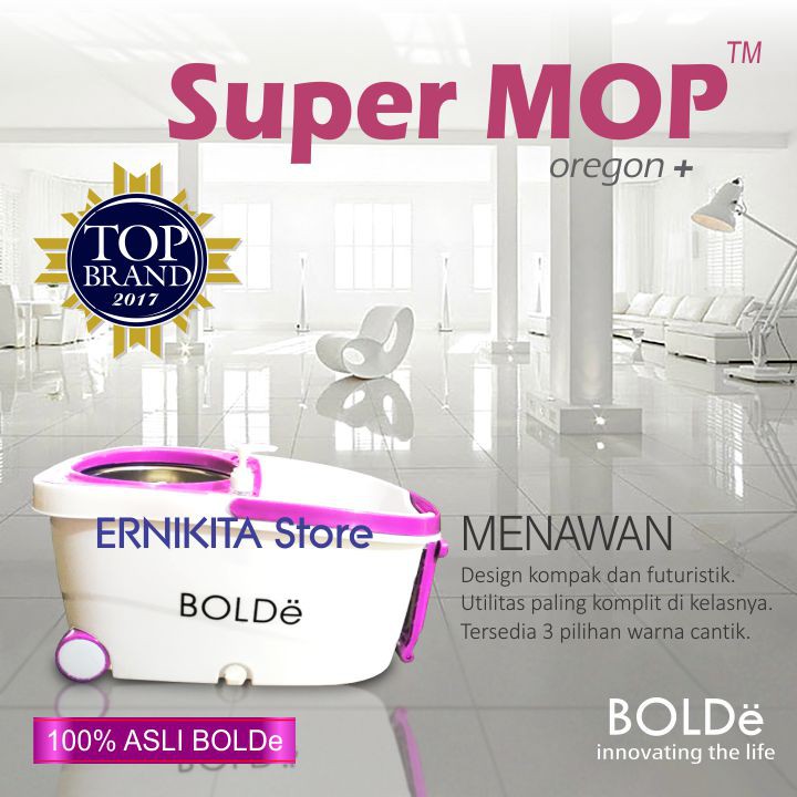 BOLDe SUPERMOP OREGON PLUS UTILITAS KOMPLIT - Stainless Penarik Botol Pewangi Roda