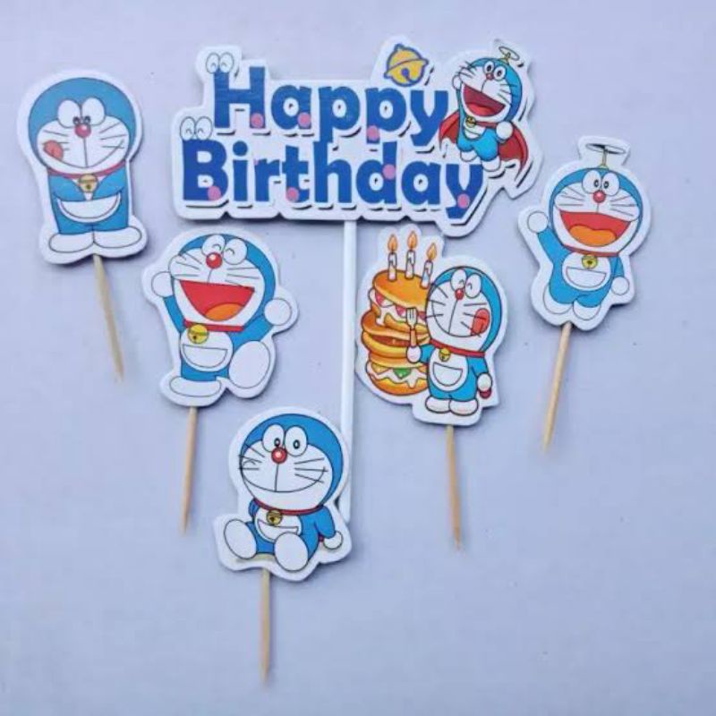 Topper Cake Karakter Doraemon/Topper Kue Ulang Tahun Kertas