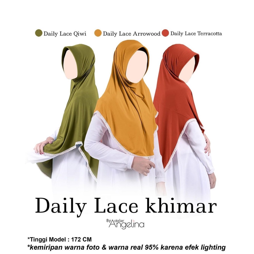 Daily Lace Khimar SOFTPAD by Angelina Atelier | bergo Jersey | bergo softpad