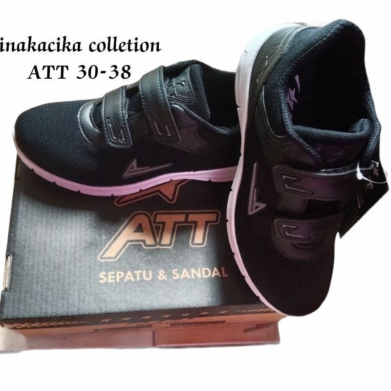 sepatu sekolah anak ATT Hitam putih original TK SD