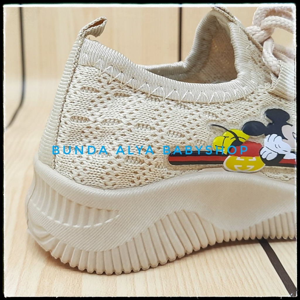 Sepatu Anak IMPORT Umur 2 - 6 Tahun KREM Elastis Sepatu Anak Cowok Size 22 - 31 Kartun Lucu Alas Karet Anti Licin
