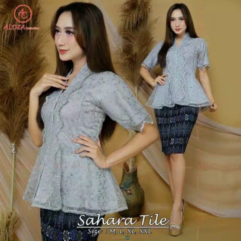 REAL PICT SETELAN SAHARA TILLE/FLOY TULLE LENGAN PENDEK/KEBAYA TULLE PREMIUM