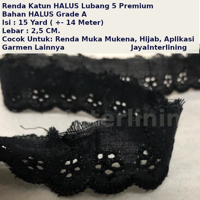 Renda Katun HALUS Lubang 5 Lebar 2,5cm  Premium