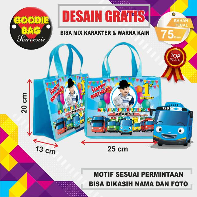 

Tas ulang tahun terlaris / tas ultah custom / goodie bag