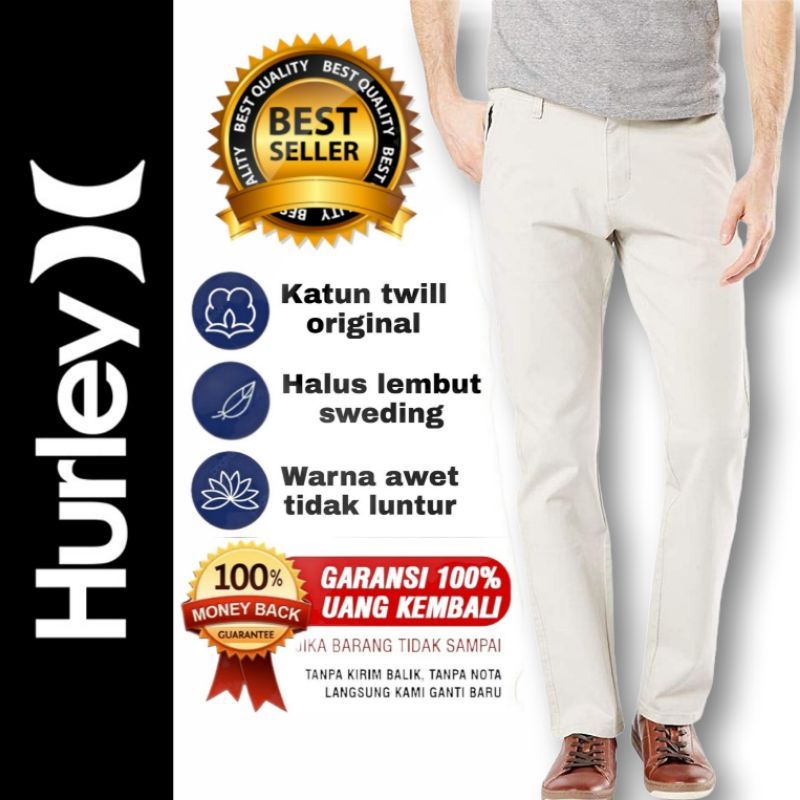 CELANA PANJANG CHINO HURLEY POLOS BAHAN MELAR CASUAL PRIA  PREMIUM QUALITY