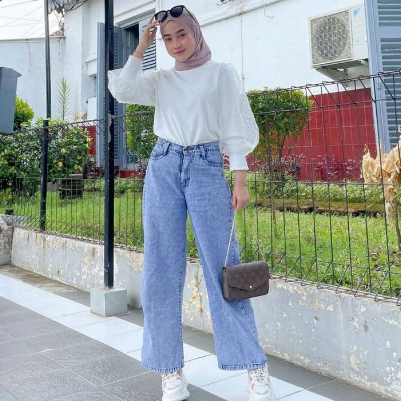 highwaist kulot jeans wanita loose  CELANA LEVIS WANITA TETBARU