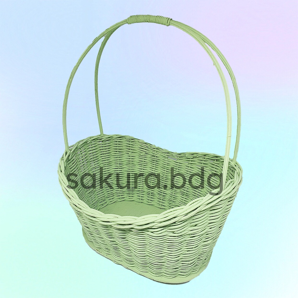 

K112S - Keranjang rotan tas alas triplek 25x19x12 cm hampers parcel hantaran seserahan souvenir photoshoot buah piknik tabur bunga flower basket