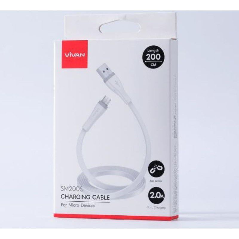 Kabel Data Vivan SM200S For Android Kabel Charger Vivan SM200S 2.0A Kabel Casan Vivan SM200S Usb Mic